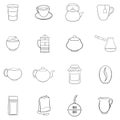 Tea and coffee set vector outline Royalty Free Stock Photo