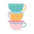 tea and coffee stack of colored cups icon over white background Royalty Free Stock Photo