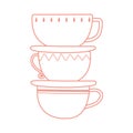 tea and coffee stack of cups icon line style Royalty Free Stock Photo