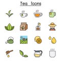 Tea color line icon set vector illustration graphic design