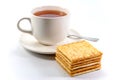 Tea and crackers with chocolate