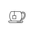 Tea cup with tea bag line icon, outline vector sign, linear style pictogram isolated on white. Symbol, logo illustration Royalty Free Stock Photo