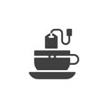 Tea cup with tea bag vector icon Royalty Free Stock Photo