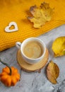 Tea Cup with Coffee Hot Chocolate Autumn Time Bakery Pretzel Toned Photo Knitting Scarf Blanket