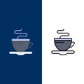 Tea, Cup, Coffee, Hotel  Icons. Flat and Line Filled Icon Set Vector Blue Background Royalty Free Stock Photo