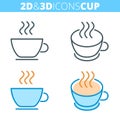 The tea cup. Flat and isometric 3d outline icon set. Royalty Free Stock Photo