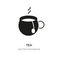 Tea cup glyph icon green hot steam drink vector Royalty Free Stock Photo