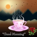 Tea Cup with Good Morning Title Image. Royalty Free Stock Photo