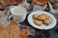 Tea Cup Hot Coffee Cappuccino Autumn Time Royalty Free Stock Photo