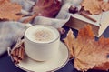 Tea Cup Hot Coffee Cappuccino Autumn Royalty Free Stock Photo