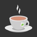 Tea cup icon, with a tea bag. Cartoon flat graphic design. Isolated element. Vector Royalty Free Stock Photo