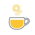 Tea cup icon, hot drink. Herbal tea, camomile and tea mug icon. Simple linear vector illustration as an emblem or logo