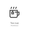 tea cup icon vector from miscellaneous collection. Thin line tea cup outline icon vector illustration. Outline, thin line tea cup