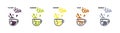 Tea cup icons hot drink with splashes