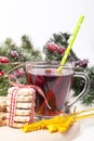 Tea in a cup and integral cookie Royalty Free Stock Photo