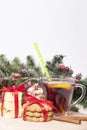 Tea in a cup and integral cookie Royalty Free Stock Photo