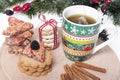 Tea in a cup and integral cookie Royalty Free Stock Photo