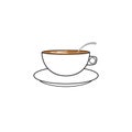 Tea cup isolated on white background. Mug of hot herbal drinks. Breakfast time. Vector flat icon Royalty Free Stock Photo