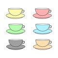 Tea cup isolated on white background. Mug of hot herbal drinks. Breakfast time. Vector flat icon Royalty Free Stock Photo