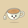 Tea Cup Kawaii Illustration, Cute kawaii illustration, caharacter icon design Royalty Free Stock Photo