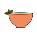 Tea cup with leaves line and fill style icon vector design Royalty Free Stock Photo