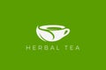 Tea Cup Leaves Logo Herbal Vector Design template