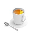 Tea cup with lemon, saucer isometric isolated Royalty Free Stock Photo