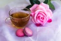 tea cup and macaroons Royalty Free Stock Photo