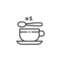 Tea cup with one spoon of sugar vector icon Royalty Free Stock Photo
