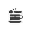 Tea cup with one spoon of sugar vector icon Royalty Free Stock Photo