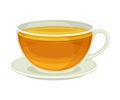 Tea Cup on Saucer with Hot Aromatic Beverage Poured with Boiling Water for Brewing Closeup Vector Illustration Royalty Free Stock Photo
