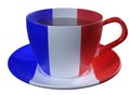 Tea Cup and saucer, which is applied to the image of the flag of France