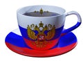 Tea Cup and saucer, which is applied to the image of the flag of Russia