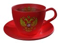 Tea Cup and saucer, which is applied to the image of the flag of Russia