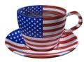 Tea Cup and saucer, which is applied to the image of the flag of USA