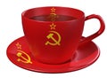 Tea Cup and saucer, which is applied to the image of the flag of USSR Royalty Free Stock Photo