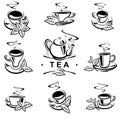 Tea cup set. Collection icon tea. Vector Royalty Free Stock Photo