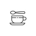 Tea cup and spoon line icon