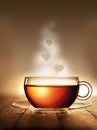Tea Cup Steam Love Hearts Royalty Free Stock Photo