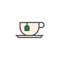 Tea cup with tea bag filled outline icon Royalty Free Stock Photo