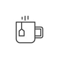 Tea cup with tea bag outline icon Royalty Free Stock Photo