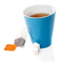 Tea cup, tea bag and sugar Royalty Free Stock Photo