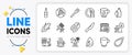 Tea cup, Water drop and Alcohol addiction line icons. For web app. Vector Royalty Free Stock Photo