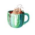 Tea bag watercolor illustration Royalty Free Stock Photo