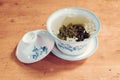 Tea cup on a wooden table