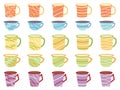 tea cups,mugs set. ceramic, porcelain english tea decorative cups. vector cartoon flat items set of cup porcelain tableware Royalty Free Stock Photo