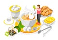 Tea Day Isometric Concept Royalty Free Stock Photo