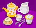 Tea Day Isometric Composition Royalty Free Stock Photo