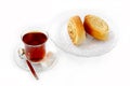 Tea and dessert rolls Royalty Free Stock Photo