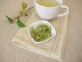 Tea with dried hop flowers Royalty Free Stock Photo